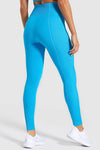 LC265441-P305-S, LC265441-P305-M, LC265441-P305-L, Blue Solid Color High Waist Butt Lifting Active Leggings