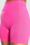 LC265442-P106-S, LC265442-P106-M, LC265442-P106-L, Bright Pink Solid Color High Waist Skinny Active Shorts