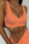 LC2611600-P3014-S, LC2611600-P3014-M, LC2611600-P3014-L, Grapefruit Orange Push Up Sports Bra And High Waist Shorts Yoga Set