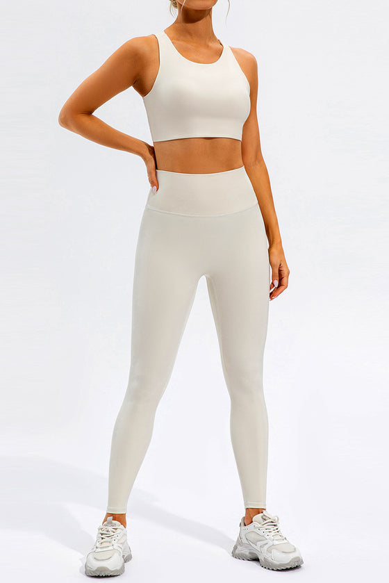 LC264647-P1-S, LC264647-P1-M, LC264647-P1-L, LC264647-P1-XL, White Solid Color Asymmetric Cut Out Sports Bra