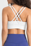 PACK264648-P1-1, White Solid Strappy Back U Neck Sports Bra