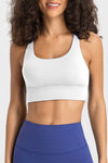 PACK264648-P1-1, White Solid Strappy Back U Neck Sports Bra
