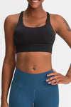 PACK264648-P2-1, Black Solid Strappy Back U Neck Sports Bra
