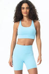 PACK264648-P4-1, Light Blue Solid Strappy Back U Neck Sports Bra