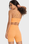 PACK264648-P3014-1, Grapefruit Orange Solid Strappy Back U Neck Sports Bra