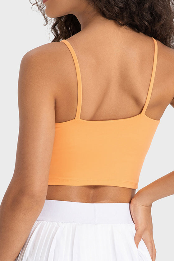 PACK264649-P3014-1, Grapefruit Orange Spaghetti Strap Cropped Sports Tank Top