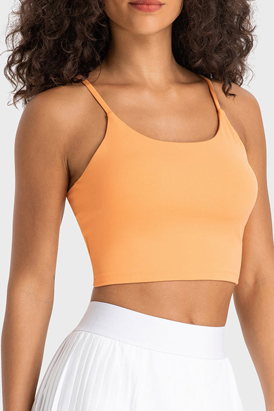PACK264649-P3014-1, Grapefruit Orange Spaghetti Strap Cropped Sports Tank Top