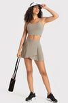PACK264649-P5016-1, Pale Khaki Spaghetti Strap Cropped Sports Tank Top