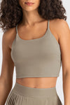 PACK264649-P5016-1, Pale Khaki Spaghetti Strap Cropped Sports Tank Top