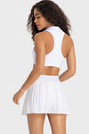 LC265443-P1-S, LC265443-P1-M, LC265443-P1-L, LC265443-P1-XL, White Pleated High Waist Active Sports Mini Skirt