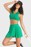 LC265443-P109-S, LC265443-P109-M, LC265443-P109-L, LC265443-P109-XL, Bright Green Pleated High Waist Active Sports Mini Skirt