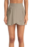 LC265443-P5016-S, LC265443-P5016-M, LC265443-P5016-L, LC265443-P5016-XL, Pale Khaki Pleated High Waist Active Sports Mini Skirt