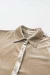PACK2554263-P5016-1, Pale Khaki 3/4 Sleeve Tunic Babydoll Velvet Shirt