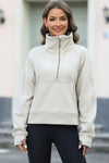 PACK25317099-P18-1, Apricot Half Zipper Kangaroo Pocket Sweatshirt