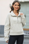 PACK25317099-P18-1, Apricot Half Zipper Kangaroo Pocket Sweatshirt
