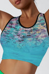 LC264656-P10420-S, LC264656-P10420-M, LC264656-P10420-L, LC264656-P10420-XL, Sky Blue Abstract Floral Print Seamless Active Tank Top