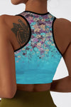 LC264656-P10420-S, LC264656-P10420-M, LC264656-P10420-L, LC264656-P10420-XL, Sky Blue Abstract Floral Print Seamless Active Tank Top