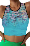 LC264656-P10420-S, LC264656-P10420-M, LC264656-P10420-L, LC264656-P10420-XL, Sky Blue Abstract Floral Print Seamless Active Tank Top