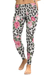 LC265451-P120-S, LC265451-P120-M, LC265451-P120-L, LC265451-P120-XL, White Floral Leopard Print High Waist Yoga Leggings