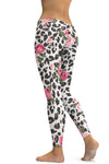 LC265451-P120-S, LC265451-P120-M, LC265451-P120-L, LC265451-P120-XL, White Floral Leopard Print High Waist Yoga Leggings