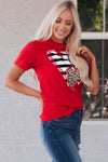 PACK25224432-103-1, Red Leopard Striped Heart Shaped Print Crew Neck T Shirt