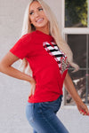 PACK25224432-103-1, Red Leopard Striped Heart Shaped Print Crew Neck T Shirt