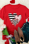 PACK25224432-103-1, Red Leopard Striped Heart Shaped Print Crew Neck T Shirt