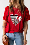 PACK25224432-103-1, Red Leopard Striped Heart Shaped Print Crew Neck T Shirt