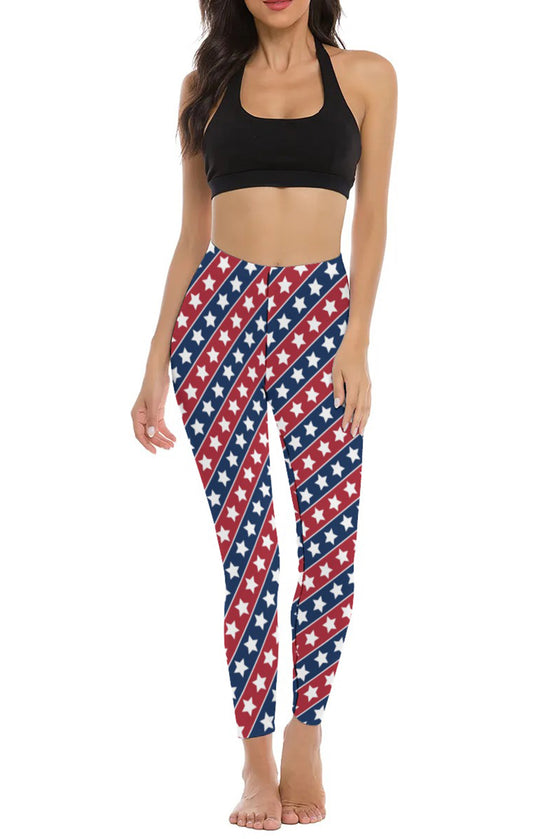 LC265448-P320-S, LC265448-P320-M, LC265448-P320-L, LC265448-P320-XL, Red American Flag Women's Yoga Pants