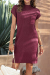 PACK273653-P403-1, Red Dahlia Patch Pocket Ribbed Knit Short Sleeve Sweater Dress