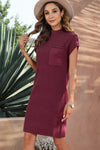 PACK273653-P403-1, Red Dahlia Patch Pocket Ribbed Knit Short Sleeve Sweater Dress