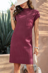 PACK273653-P403-1, Red Dahlia Patch Pocket Ribbed Knit Short Sleeve Sweater Dress