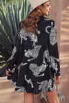 PACK6118164-P2-1, Black Leopard Print Button-up Long Sleeve Shirt Mini Dress