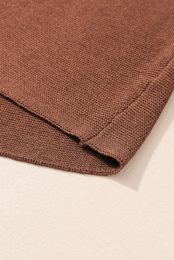 PACK2724518-P1017-2, Coffee High Neck Short Bat Sleeve Sweater