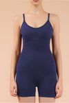 PACK262257-P605-1, Navy Blue Solid Color Spaghetti Straps Athleisure Romper