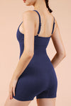 PACK262257-P605-1, Navy Blue Solid Color Spaghetti Straps Athleisure Romper