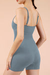 PACK262257-P704-1, Dusk Blue Solid Color Spaghetti Straps Athleisure Romper