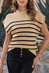PACK2724178-P6016-2, Parchment Striped Ribbed Knit High Neck Sweater