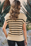 PACK2724178-P6016-2, Parchment Striped Ribbed Knit High Neck Sweater