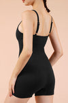 PACK262257-P2-1, Black Solid Color Spaghetti Straps Athleisure Romper