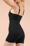 PACK262257-P2-1, Black Solid Color Spaghetti Straps Athleisure Romper