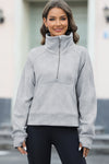 PACK25317099-P11-1, Gray Half Zipper Kangaroo Pocket Sweatshirt