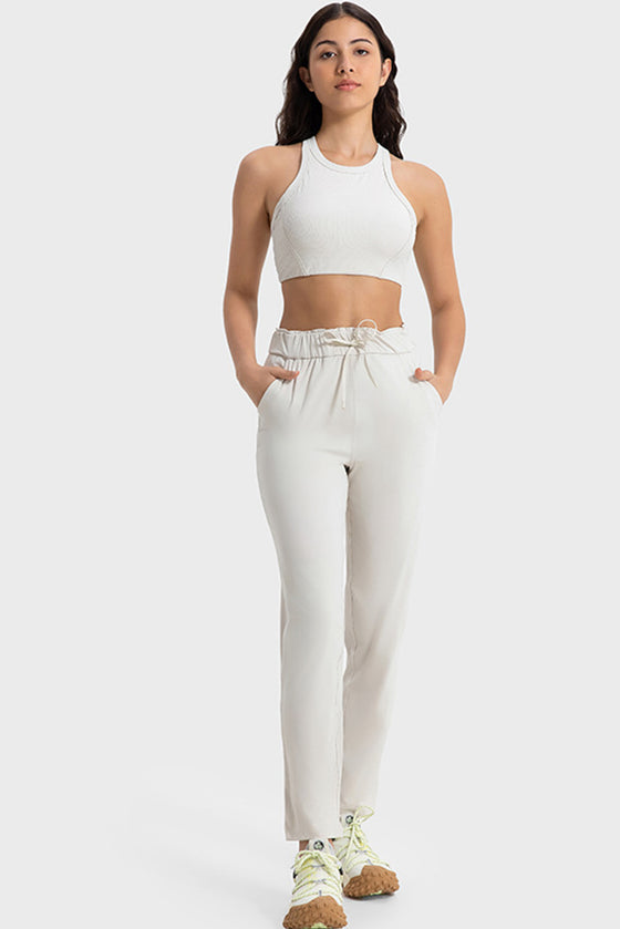 LC264663-P1-S, LC264663-P1-M, LC264663-P1-L, LC264663-P1-XL, White Solid Color Ribbed Push up Sports Active Bra