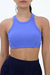 LC264663-P5-S, LC264663-P5-M, LC264663-P5-L, LC264663-P5-XL, Dark Blue Solid Color Ribbed Push up Sports Active Bra