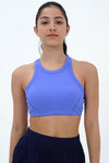 LC264663-P5-S, LC264663-P5-M, LC264663-P5-L, LC264663-P5-XL, Dark Blue Solid Color Ribbed Push up Sports Active Bra