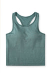 PACK264665-P509-1, Mist Green Solid Color Ribbed U Neck Sports Tank Top