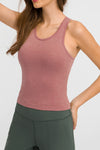 PACK264665-P5010-1, Rose Pink Solid Color Ribbed U Neck Sports Tank Top