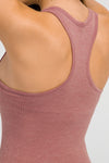 PACK264665-P5010-1, Rose Pink Solid Color Ribbed U Neck Sports Tank Top