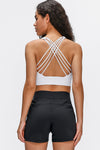LC264666-P1-S, LC264666-P1-M, LC264666-P1-L, LC264666-P1-XL, White Criss Cross Straps Back Push up Sports Active Bra
