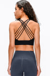 LC264666-P2-S, LC264666-P2-M, LC264666-P2-L, LC264666-P2-XL, Black Criss Cross Straps Back Push up Sports Active Bra
